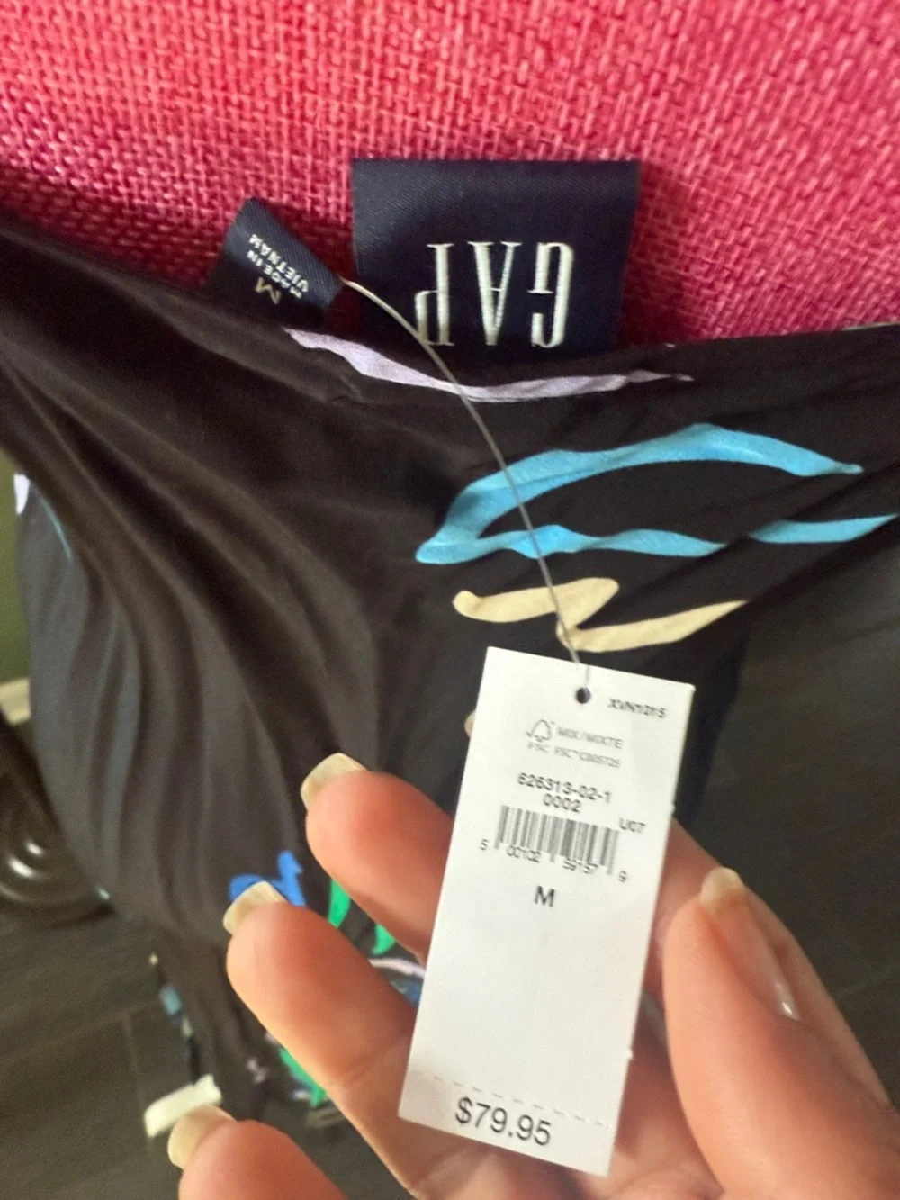 GAP Black Maxi Slip Dress with Blue, Green & Cream Floral Print - Picture 2 of 3